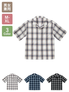 コットン オープンカラー ショートスリーブ シャツ